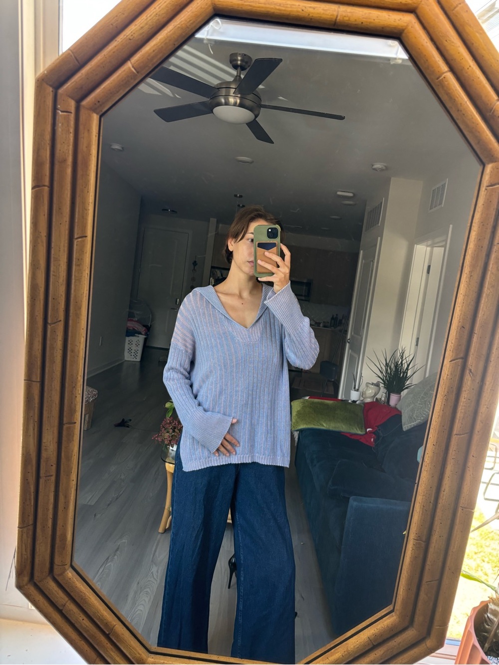J. Crew Light Blue Ribbed Cotton Women's Sweater